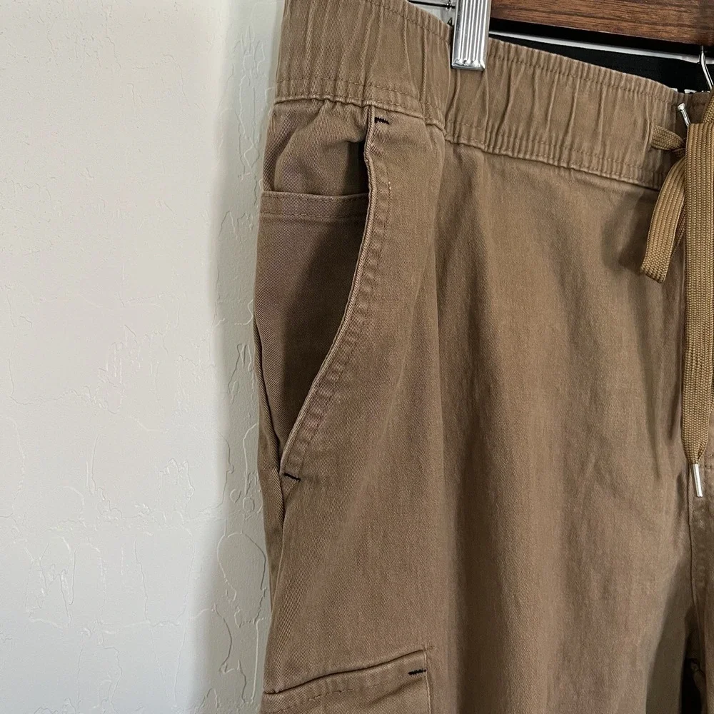 True Religion Joggers Mens Medium Khaki Cotton Tapered Fit Cargo Stretch